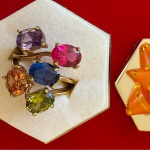 Elegant Multi-Stone Gold Ring Set